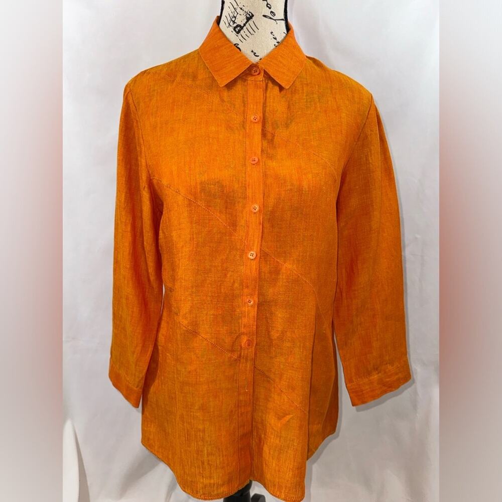 EUC: Lafayette 148 Linen Orange 3/4 Sleeve Tunic